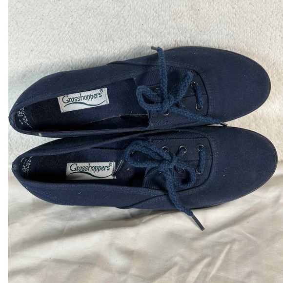 Grasshoppers Canvas Lace Up Sneakers Casual Comfort Shoes Navy Blue Size 7 - Picture 9 of 15